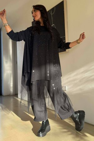 Celeste Tulle Top Black